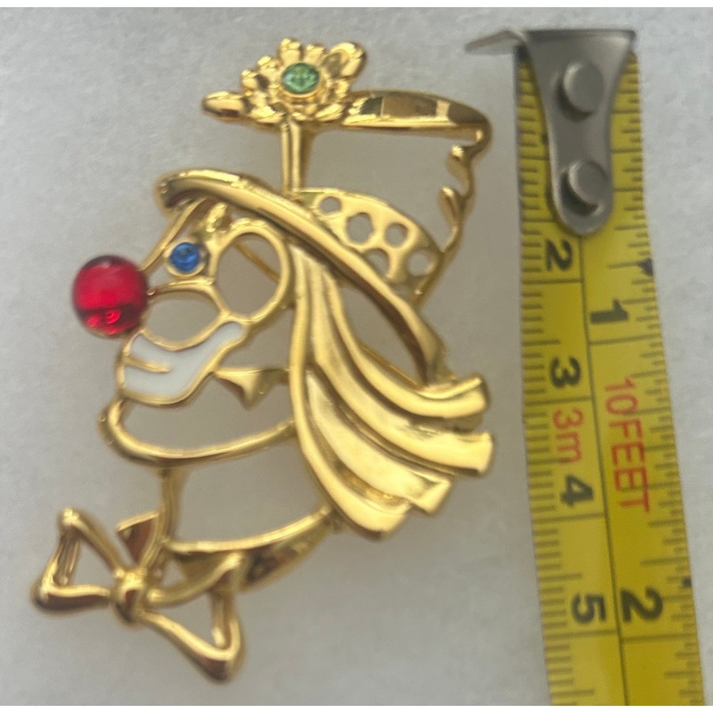 Danecraft Gold‎ Tone Clown Face Brooch Red Jelly Nose #312